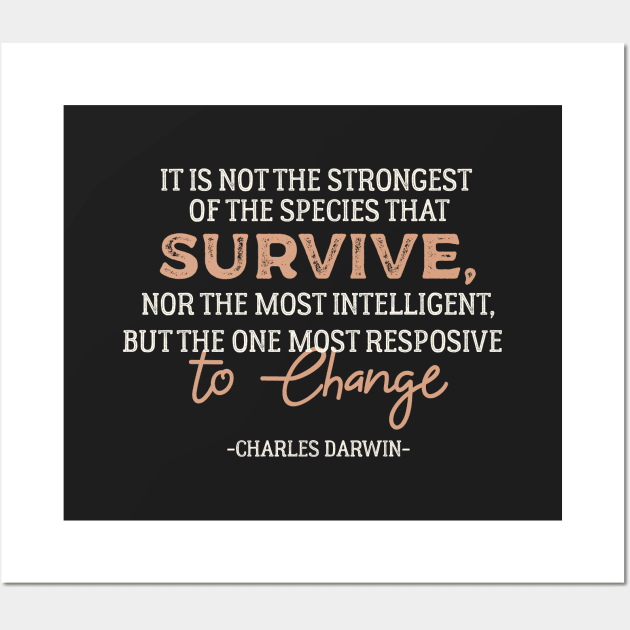 Evolution Inspirational Charles Darwin Quote Wall Art by quorplix